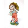 FIGURINE EN RESINE ENFANT AVEC PARAPLUIE HAUTEUR 17 CM