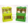 LOT DE 2 PETITES CAGES EN BOIS AVEC CANARDS EN CERAMIQUE