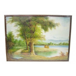 TABLEAU REPRODUCTION ARBRES AU BORD DE L'EAU 69x49CM NEUF EMBALLE