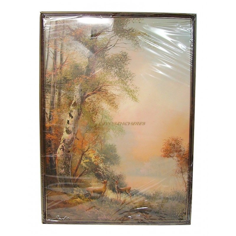 TABLEAU REPRODUCTION LISIERE DE FORET 49,5x68,5CM NEUF EMBALLE