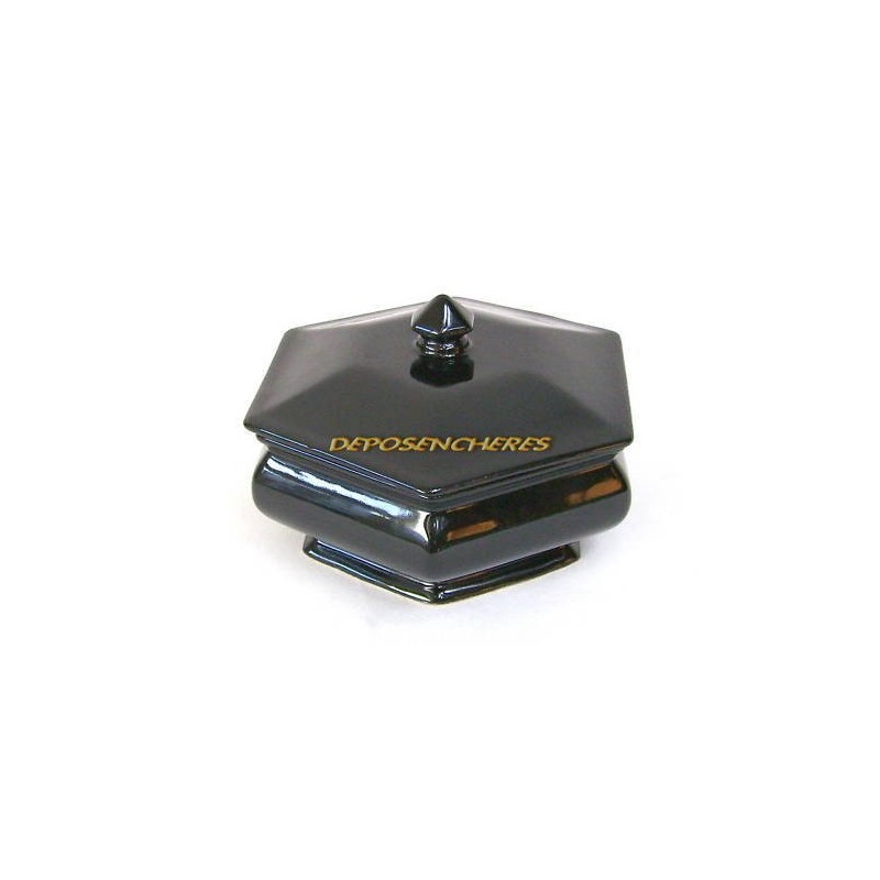 BOITE A BONBON SUCRIER HEXAGONALE EN CERAMIQUE NOIR BOITE A BONBON SUCRIER HEXAGONALE EN CERAMIQUE NOIR