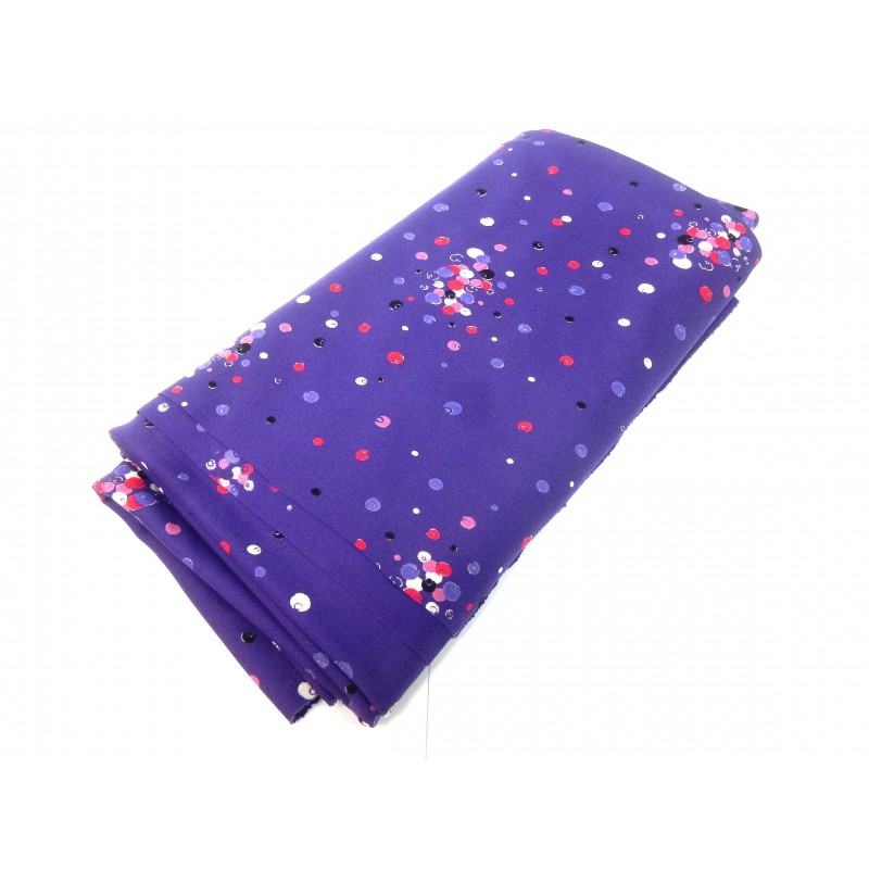 COUPON TISSU VIOLET POIS COLORES 165X280CM