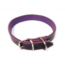 COLLIER CHIEN MAUVE SIMILI CUIR  32 A 40 CM