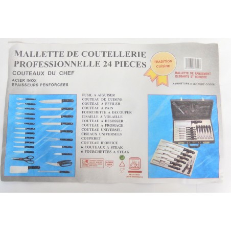 MALLETTE COUTELLERIE 24 PIECES ACIER INOX