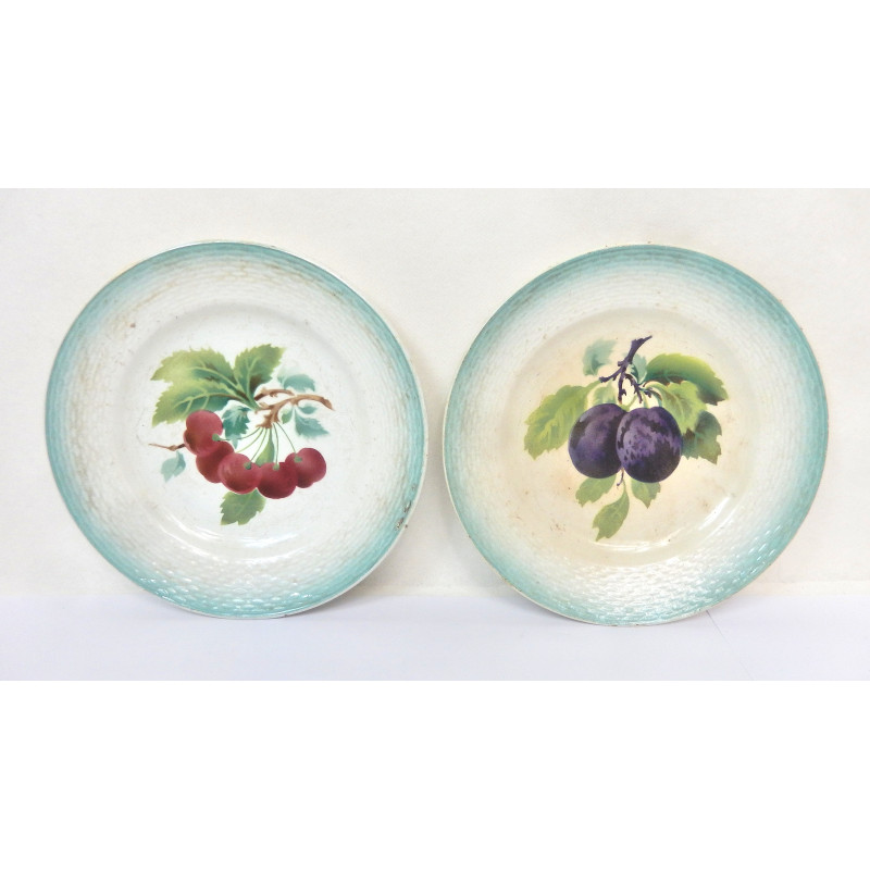 LOT 2 ASSIETTES DECOR FRUITS ST AMAND Ø20CM