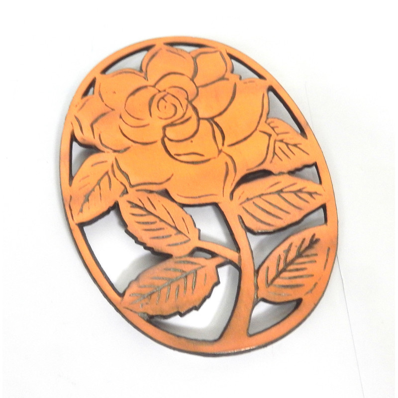 DESSOUS DE PLAT METAL CUIVRé FLEUR ROSE