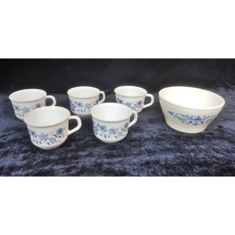 LOT 5 TASSES A CAFE ARCOPAL DECOR ASTER + 1 BOL SOVIREL