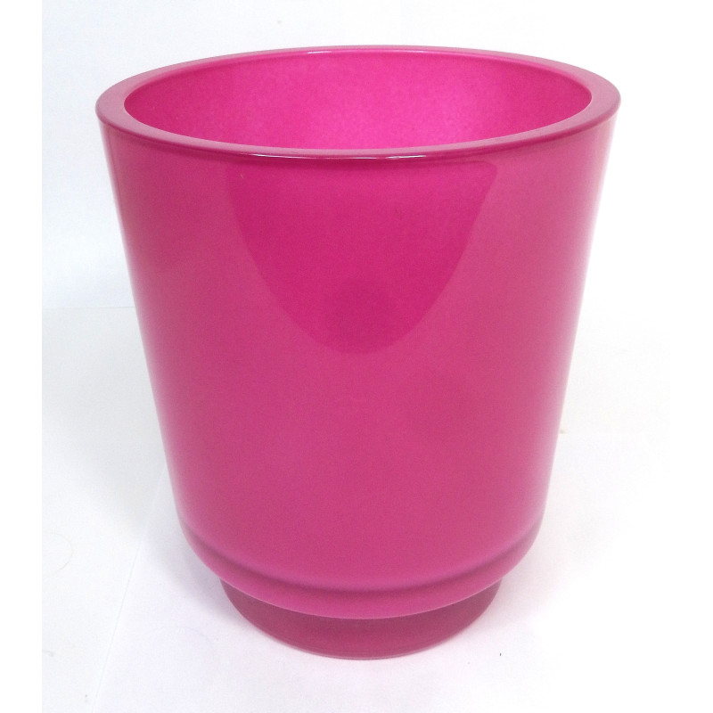 CACHE POT EN VERRE ROSE Ø15,5CM