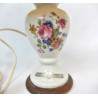 ANCIENNE LAMPE DE CHEVET PIED PORCELAINE DECOR FLEURS