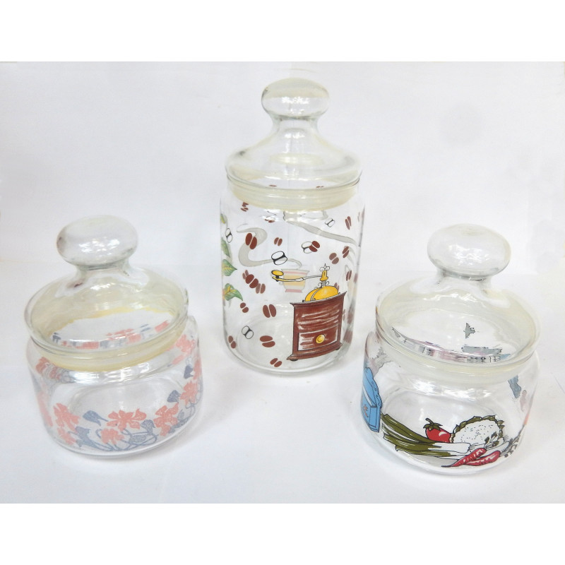 LOT 3 POTS HERMETIQUES EN VERRE