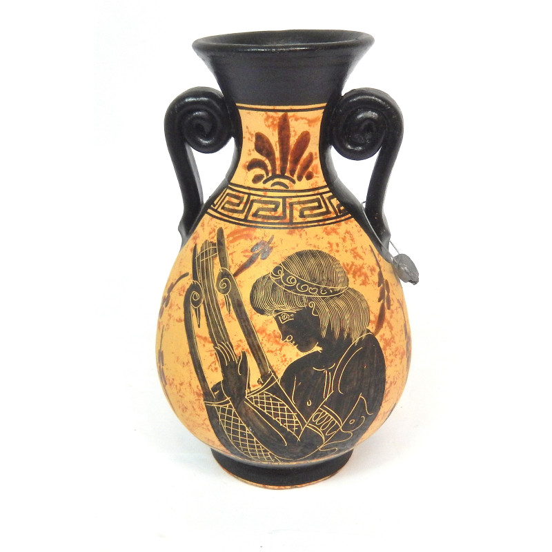 VASE GREC FAIT MAIN DECOR MYTHOLOGIE HAUTEUR 17,5CM