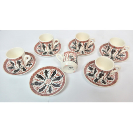 LOT 6 PETITES TASSES A CAFE AVEC SOUCOUPES GRECE