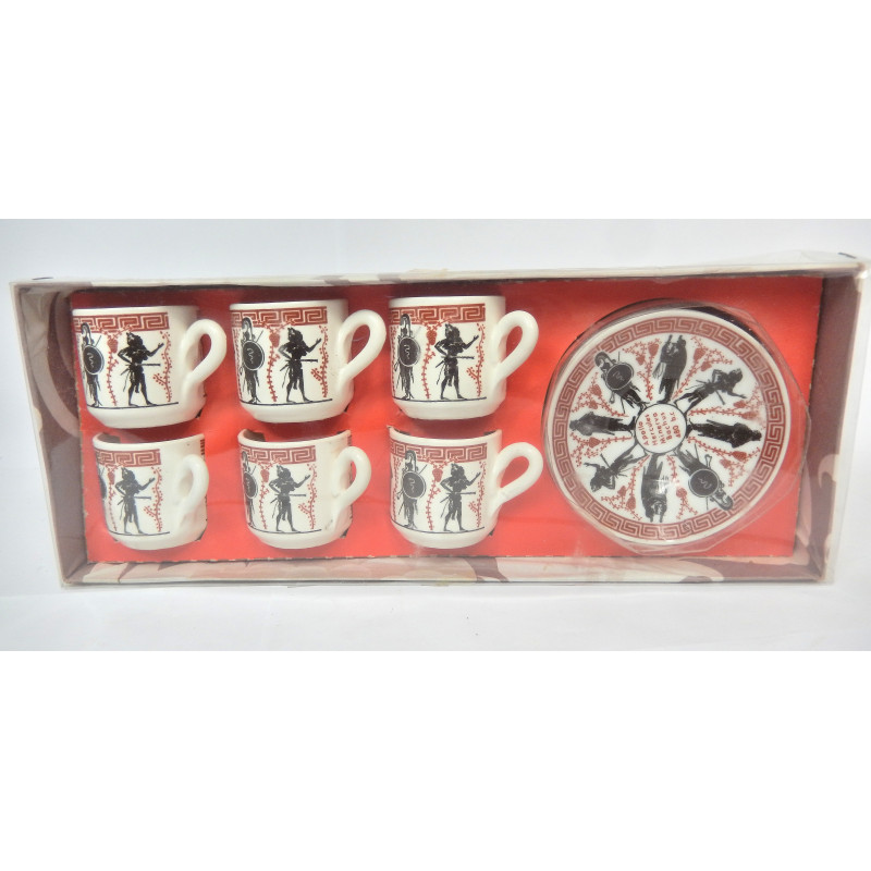 LOT 6 PETITES TASSES A CAFE AVEC SOUCOUPES GRECE