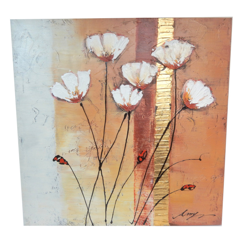 TABLEAU CONTEMPORAIN FLEURS SIGNATURE AMY 60X60CM