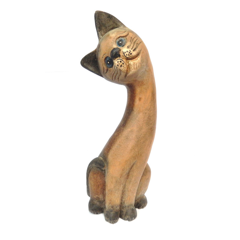 STATUETTE CHAT EN BOIS HAUTEUR 31 CM