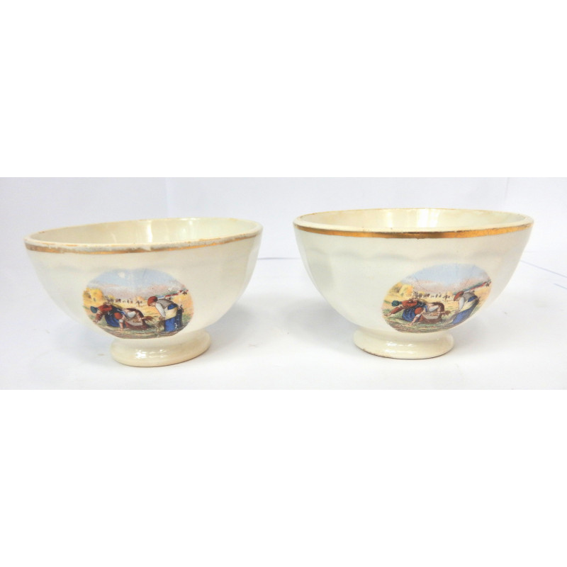 LOT 2 PETITS BOLS ANCIENS LES GLANEUSES ET L'ANGELUS PORCELAINE