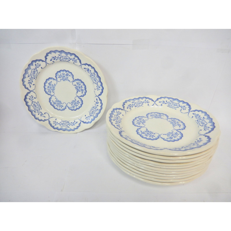 LOT 12 ASSIETTES A DESSERT DIGOIN SARREGUEMINES MODELE CORDOUE 18.5CM