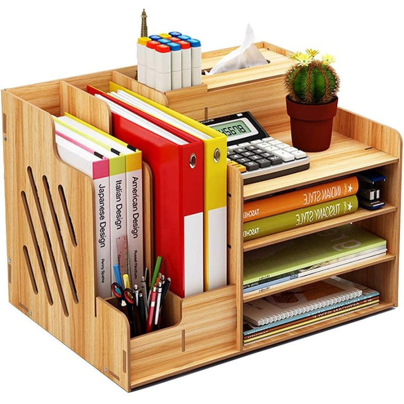 ORGANISEUR DE BUREAU GRAND MODELE DECOR BOIS