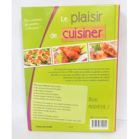 LIVRE LE PLAISIR DE CUISINER 500 RECETTES PIERRE DE SOLEIL