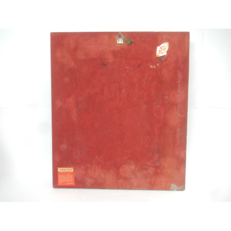 JOLI TABLEAU EMAUX SUR PORCELAINE BOUQUET DE ROSES 32X37CM