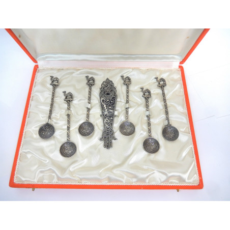 COFFRET SERVICE A THE 6 CUILLERES + PINCE A SUCRE ALGERIE