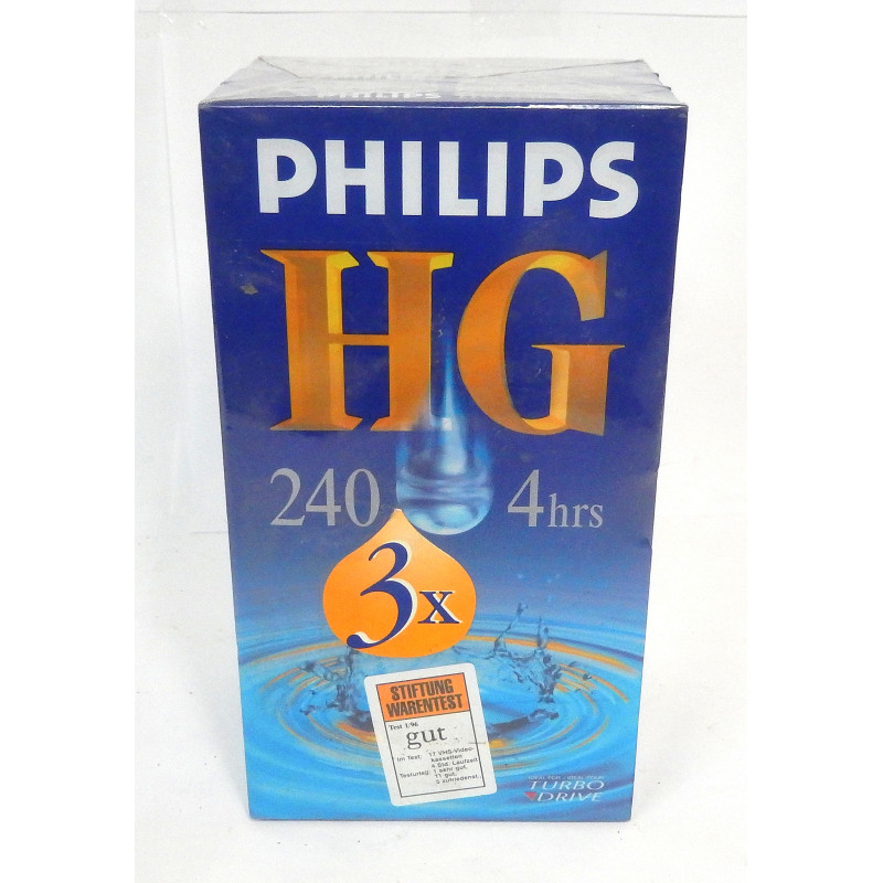 PACK 3 CASSETTES VIDEO VHS VIERGES PHILIPS HG 240 4 HEURES