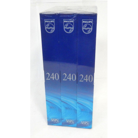 PACK 3 CASSETTES VIDEO VHS VIERGES PHILIPS HG 240 4 HEURES