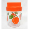 BOCAL POT EN VERRE LEVER DECOR ABRICOTS ANNEES 70