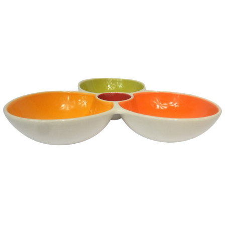 PLAT APERITIF MULTICOLORE 4 COMPARTIMENTS