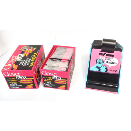 LOT 2 JEUX QUIZ CLOSER BOX ET ROLL'CUBE BONHEUR