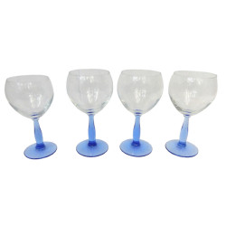 LOT 4 VERRES A VIN PIED BLEU