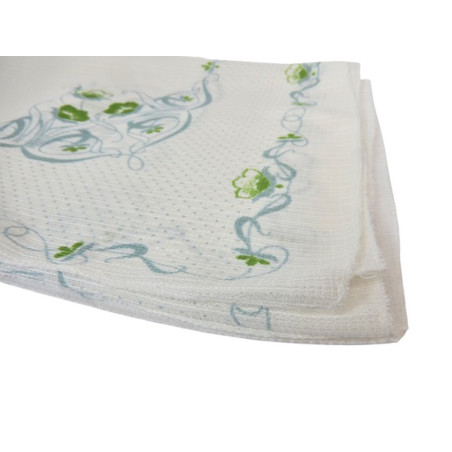NAPPE RECTANGLE 160X130CM BLANC DECOR FLORAL