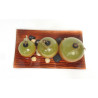 SERIE 3 BOUGIES FORME BOULE SUR PLATEAU VERRE