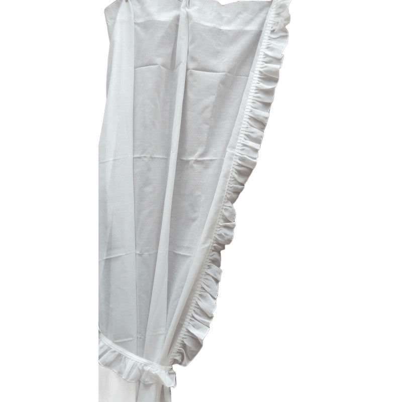 PAIRE DE RIDEAUX VOILAGES BONNE FEMME BLANC 210 x 120 CM