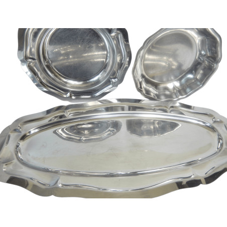 LOT PLATS ET SAUCIERE ACIER INOX 7 PIECES