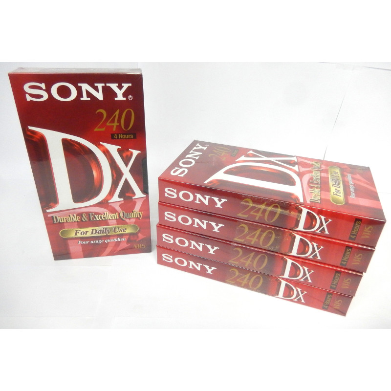 LOT 5 CASSETTES VHS VIERGES SONY DX 240 4 HEURES
