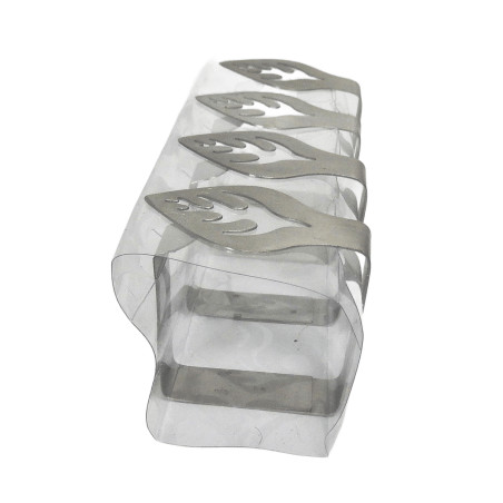 PINCE NAPPE INOX MOTIF FEUILLE LOT DE 4