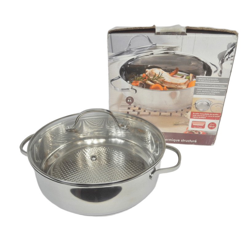 FAITOUT INOX Ø28 CM COUVERCLE VERRE MILOMEX