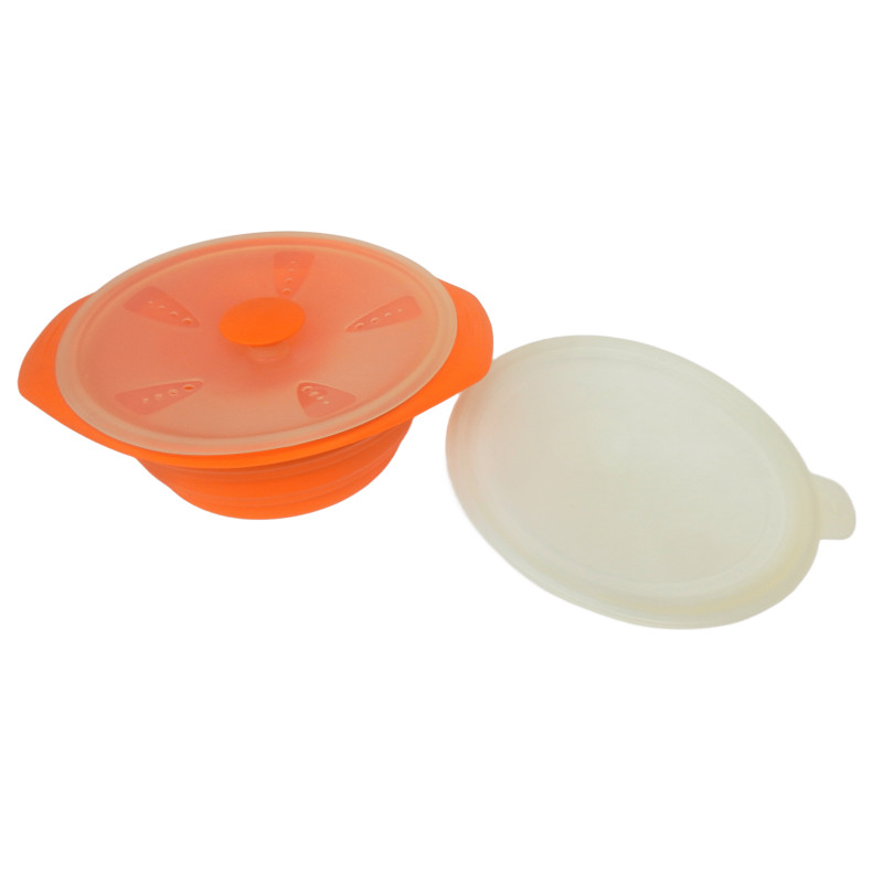 BOL SALADIER SILICONE PLIABLE Ø20 CM AVEC 2 COUVERCLES