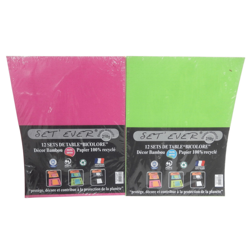 LOT 24 SETS DE TABLE BICOLORES PAPIER RENFORCE 250G