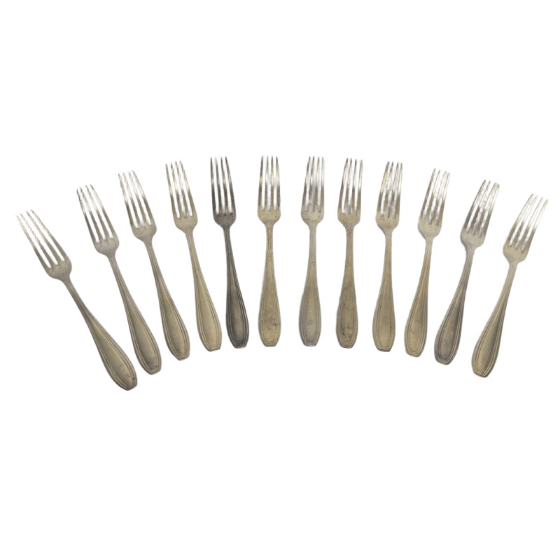 12 FOURCHETTES METAL ARGENTE ORFEVRERIE BOULENGER