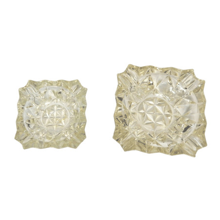 LOT DE 2 CENDRIERS EN VERRE A FACETTES ANNEES 70