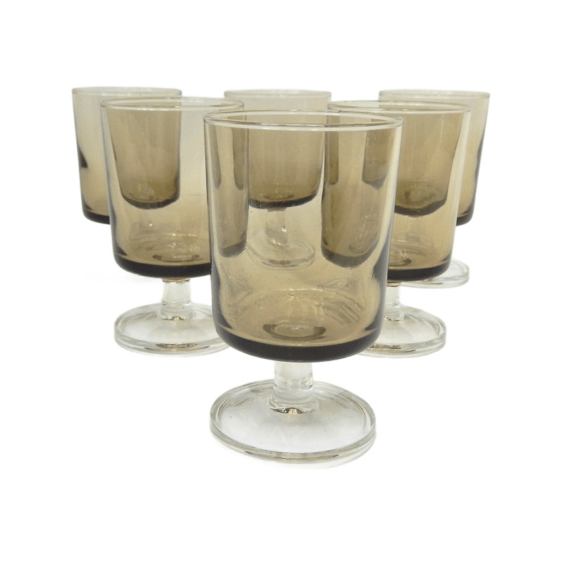 LOT 6 VERRES A APERITIF 10CL SUEDE FUMé N°5 LUMINARC