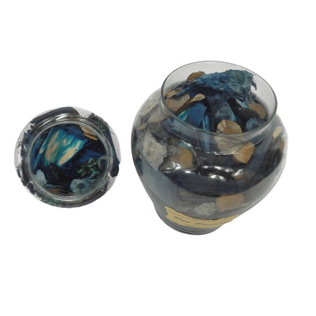 BOCAL VERRE POT POURRI COLORIS BLEU