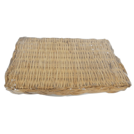 ENSEMBLE PLAT A GRILLADE PORCELAINE PLATEAU OSIER ET FOURCHETTE
