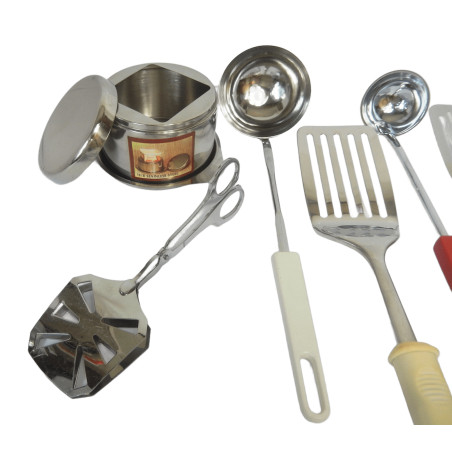 LOT 7 USTENSILES DE CUISINE INOX LOUCHES SPATULES ...