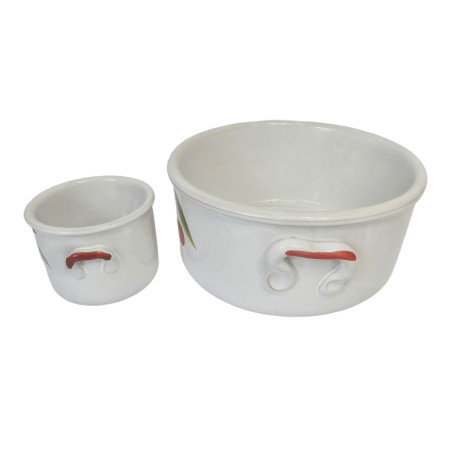 LOT 2 PLATS DECOR CERISES Ø 22 CM ET 10,2 CM
