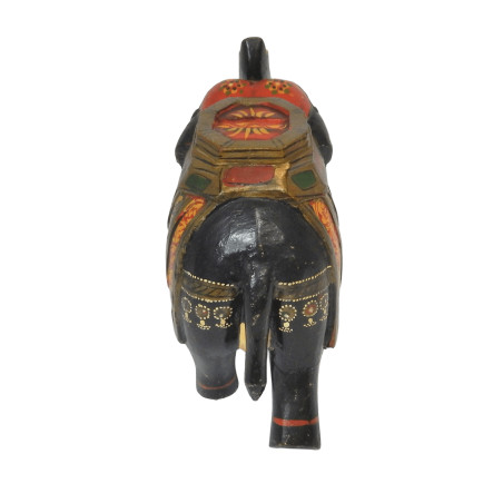 STATUETTE ELEPHANT INDIEN EN BOIS PEINT