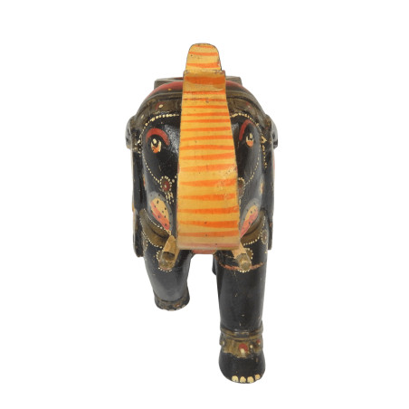 STATUETTE ELEPHANT INDIEN EN BOIS PEINT